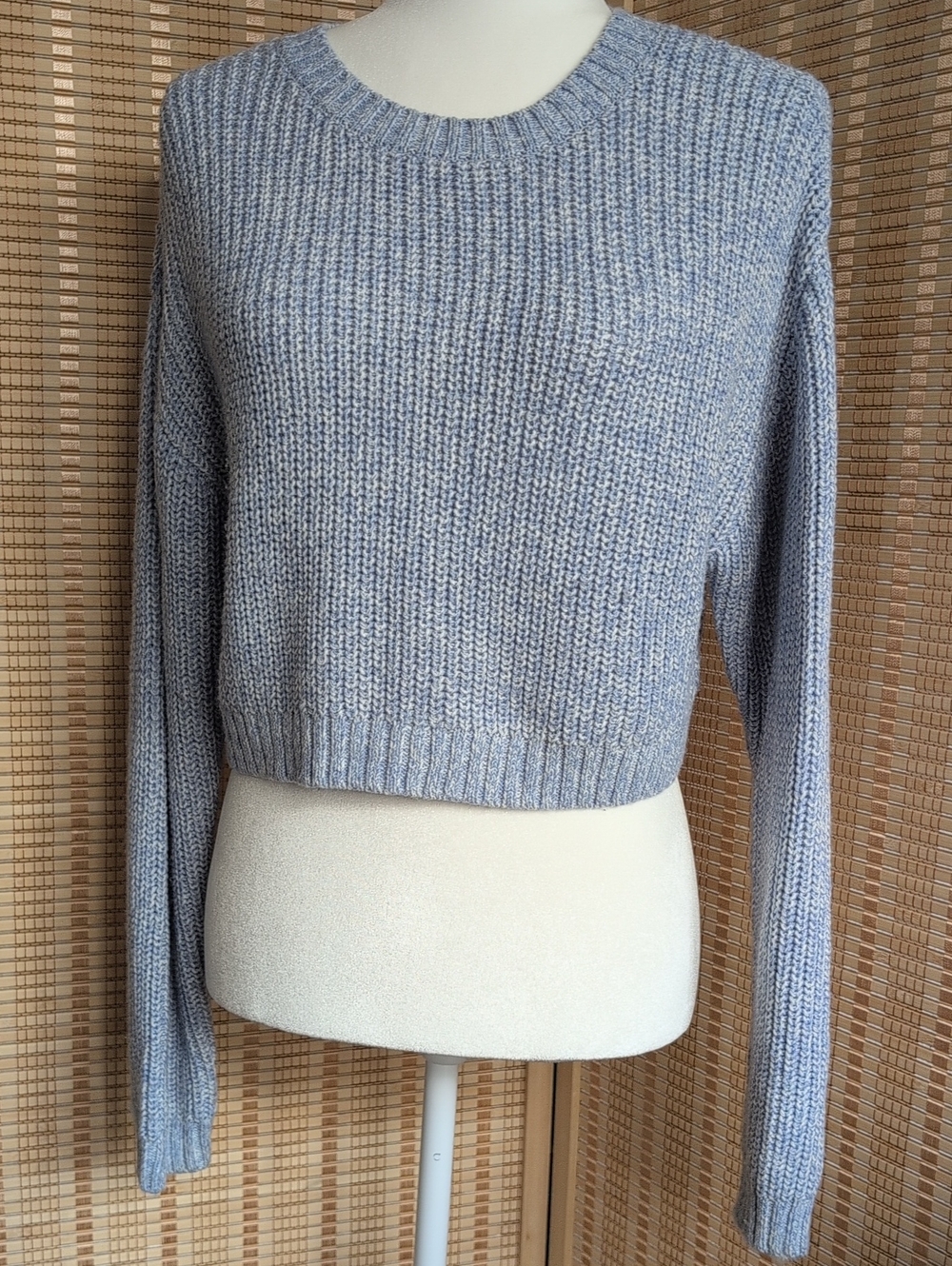 Garage Light Blue Cropped Crewneck Sweater Cotton Acrylic Blend XS